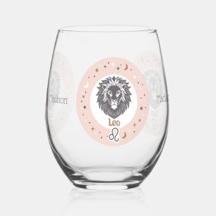 Verre À Vin Sans Pied Nom personnalisé SIO Zodiac Leo