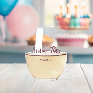 Verre À Vin Sans Pied Nom personnalisé "Vin : Trente" (ou votre texte)