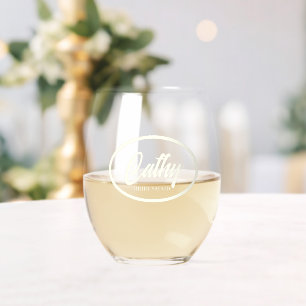 Verre À Vin Sans Pied Nom stylisé couleur ivoire Demoiselle d'honneur de