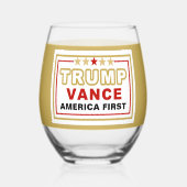Verre À Vin Sans Pied Nom, Trump-Vance America First 2025 (Recto)