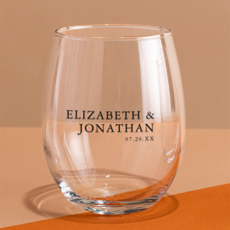 Verre À Vin Sans Pied Noms de couples minimalistes modernes en texte noi