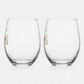 Verre À Vin Sans Pied Noms de style Art déco Mariage de date (Gauche)