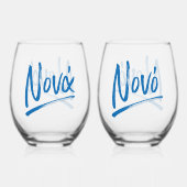 Verre À Vin Sans Pied Nona et Nono Grecque Godmère Parrain bleu (Recto)