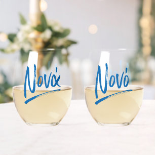 Verre À Vin Sans Pied Nona et Nono Grecque Godmère Parrain bleu