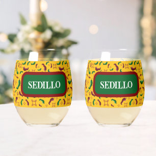 Verre À Vin Sans Pied Nouveau-Mexique Chile rouge et verte Tamales Zia N