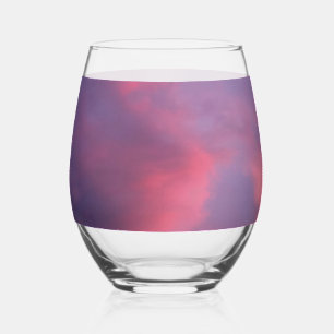 Verre À Vin Sans Pied Nuages roses bleus