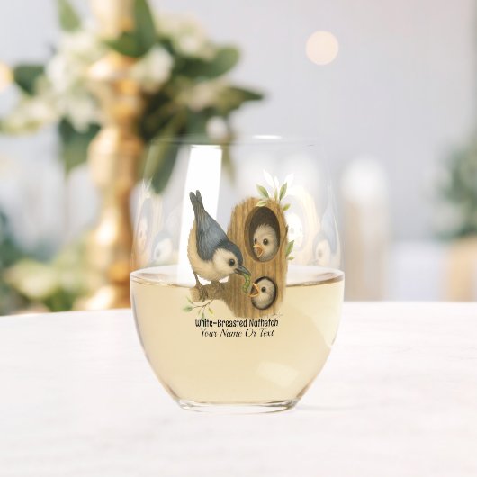 Verre À Vin Sans Pied Nuthatch à poitrine blanche (Insitu (Mariage))