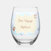 Verre À Vin Sans Pied Ocean Theme Bon Voyage Personalized with Name (Verso)