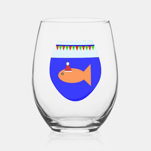Verre À Vin Sans Pied Oiseau de Noël (Recto)