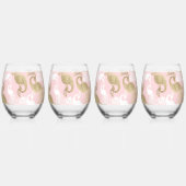 Verre À Vin Sans Pied Oiseau royal rose (Recto)