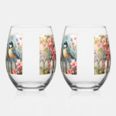 Verre À Vin Sans Pied Oiseaux de printemps et fleurs (Gauche)