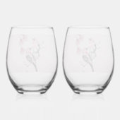 Verre À Vin Sans Pied Oiseaux et fleurs roses en aquarelle (Verso)