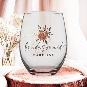Verre À Vin Sans Pied Ophelia Cottagecore Rose Poussiéreuse Florale Demo