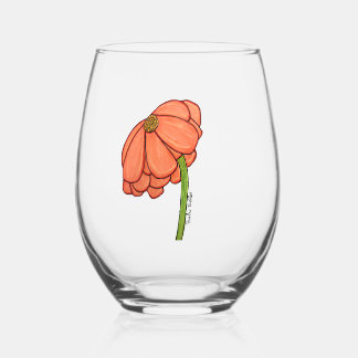 Verre À Vin Sans Pied Orange Flower