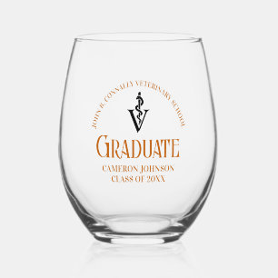 Verre À Vin Sans Pied Orange Vétérinaire Diplôme sur mesure