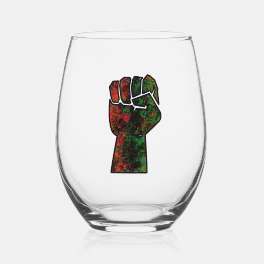 Verre À Vin Sans Pied orgueil noir poing vert rouge pan drapeau africain (Recto)