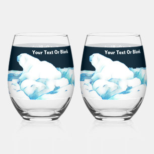 Verre À Vin Sans Pied Ours Polaire Sur Glace Whiskey Glass