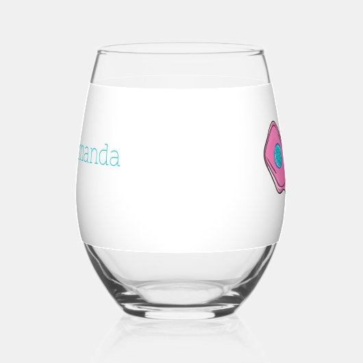 Verre À Vin Sans Pied Pagaie et balle rose Prêpie personnalisée (Gauche)