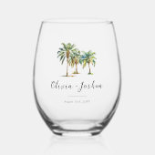 Verre À Vin Sans Pied Palm Tree Destination Mariage Faveur (Recto)