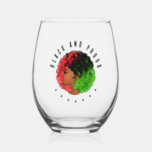 Verre À Vin Sans Pied Pan Africaine noire femme rouge vert orgueil afro