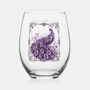 Verre À Vin Sans Pied Paon de cristal violet de luxe