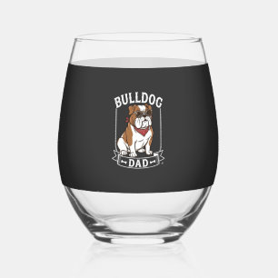 Verre À Vin Sans Pied Papa Bouledogue Chien Lunettes de soleil Bandana