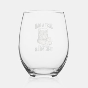 Verre À Vin Sans Pied Papa Chat Drôle Est Revenu Avec Le Lait Vintage Sh