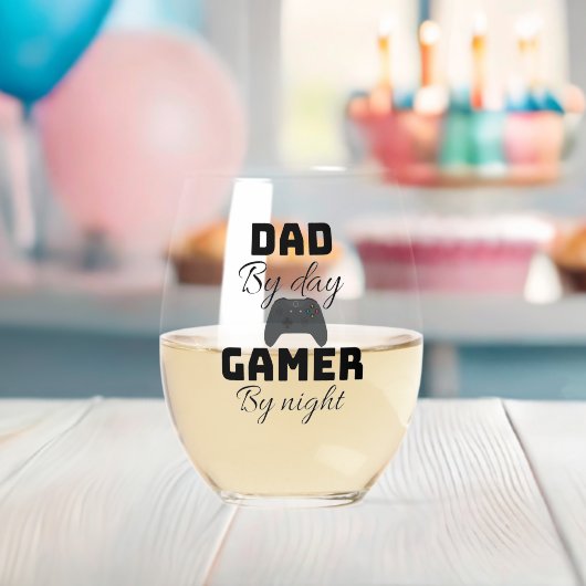 Verre À Vin Sans Pied Papa de jour, gamer de nuit (Insitu (Baby Shower))