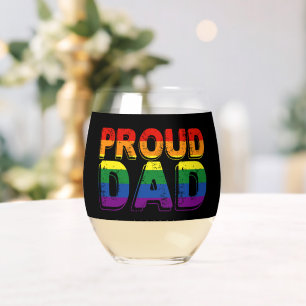Verre À Vin Sans Pied Papa fière parent LGBT Papa fière de la fierté gay