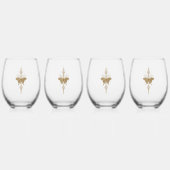 Verre À Vin Sans Pied Papillon doré. (Recto)