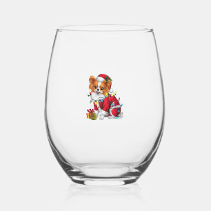 Verre À Vin Sans Pied Papillon Noël Éclairage Père Noël Papillon Chien N
