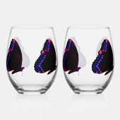 Verre À Vin Sans Pied Papillon Noir Avec Ensemble De Vins Rose Et Violet (Droite)