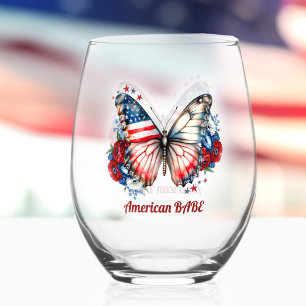 Verre À Vin Sans Pied Papillon patriotique American Babe Name
