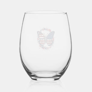 Verre À Vin Sans Pied Papillon Patriotique Gravure Vintage Vector Design
