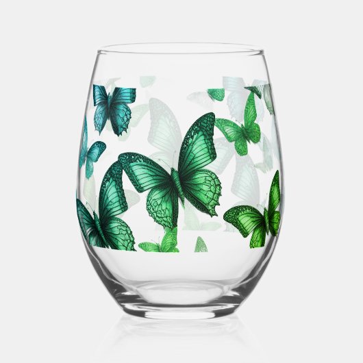 Verre à vin sans pied Papillon Vert (Recto)