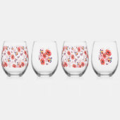 Verre À Vin Sans Pied Papillons et fleurs de pavot (Dos)