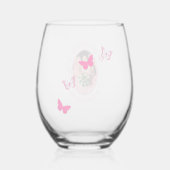 Verre À Vin Sans Pied Papillons roses Quinceanera (Verso)