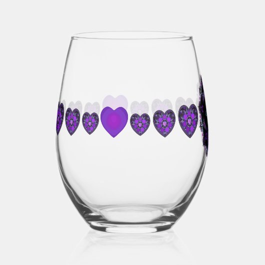 Verre À Vin Sans Pied Parapluie violet & coeurs .7 (Recto)