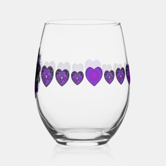 Verre À Vin Sans Pied Parapluie violet & coeurs .7 (Verso)