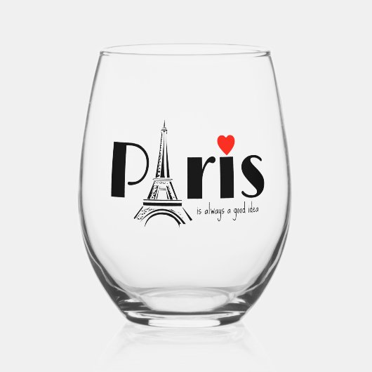 Verre À Vin Sans Pied Paris Eiffel Tower Design (Recto)