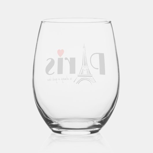 Verre À Vin Sans Pied Paris Eiffel Tower Design (Verso)