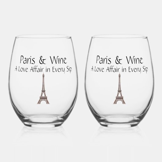 Verre À Vin Sans Pied Paris et Vivre un amour dans chaque Sip (Recto)