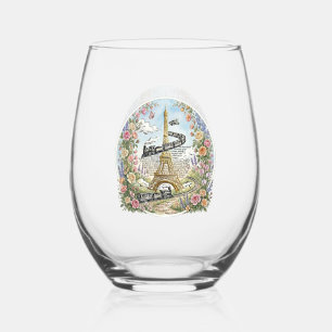 Verre À Vin Sans Pied Paris romantique, Tour Eiffel, Art français