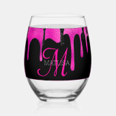 Verre À Vin Sans Pied Parties scintillant de séchage rose et noir chaud  (Recto)