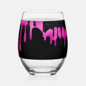 Verre À Vin Sans Pied Parties scintillant de séchage rose et noir chaud  (Gauche)