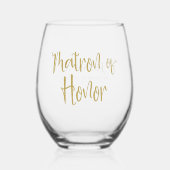 Verre À Vin Sans Pied Parties scintillant d'or Nom du script Date Matron (Recto)