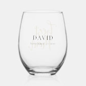Verre À Vin Sans Pied Parties scintillant d'or Nom du script Date Meille (Verso)