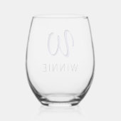 Verre À Vin Sans Pied Pastel Purple Elegant Initial Noir Nom | Moderne (Verso)