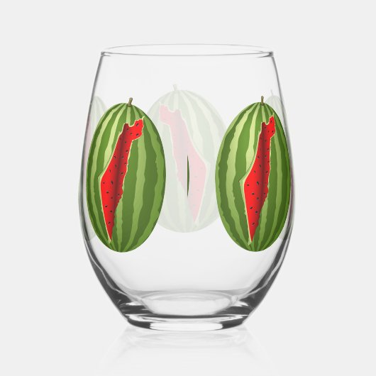 Verre À Vin Sans Pied Pastèque Palestine - Slice (Droite)
