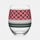Verre À Vin Sans Pied Pastèque palestinienne Hatta Keffiyeh Kufiya Folk (Verso)